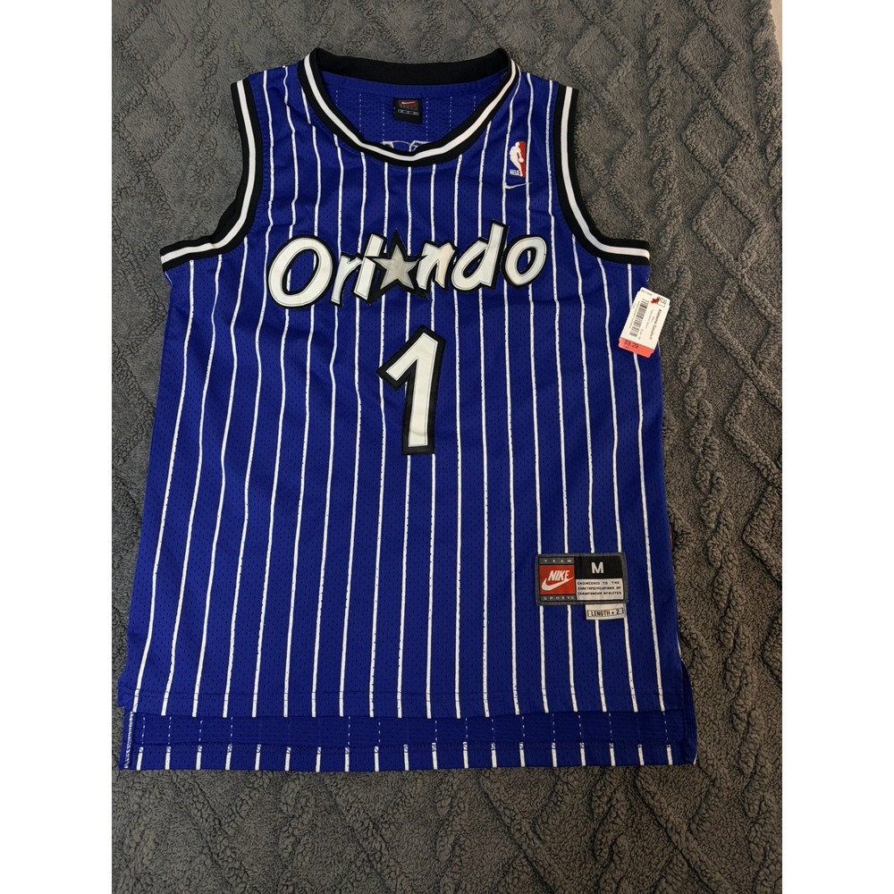 Vintage Nike Orlando Magic Penny Hardaway #1 NBA Jersey Mens M +2 Blue Pinstripe
